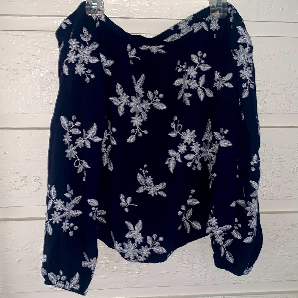 Cute off the shoulder navy blue top